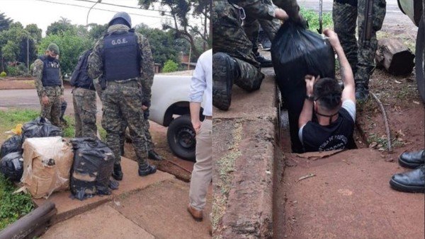Los buscaban por un robo y en el allanamiento se encontraron con 275 kilos de marihuana escondidos en una alcantarilla